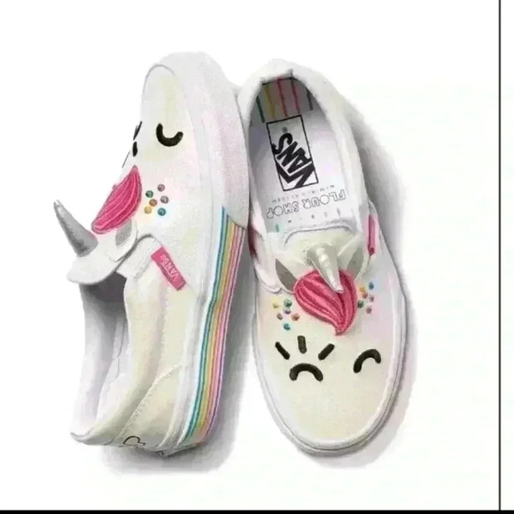 Vans x Flour Shop Kids Classic Slip-On Cara The Unicorn Shoe 2 - Picture 1 of 15
